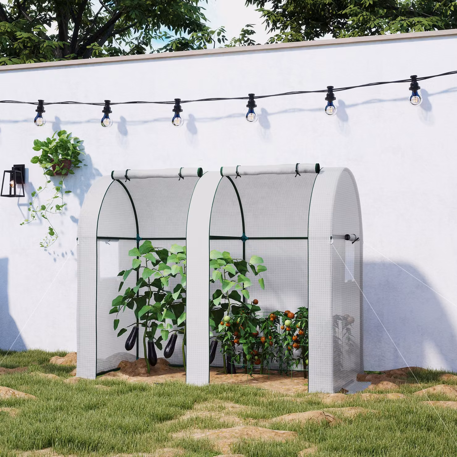Outsunny White Mini Two-Room Greenhouse, W: 94 cm, H: 185 cm – 4