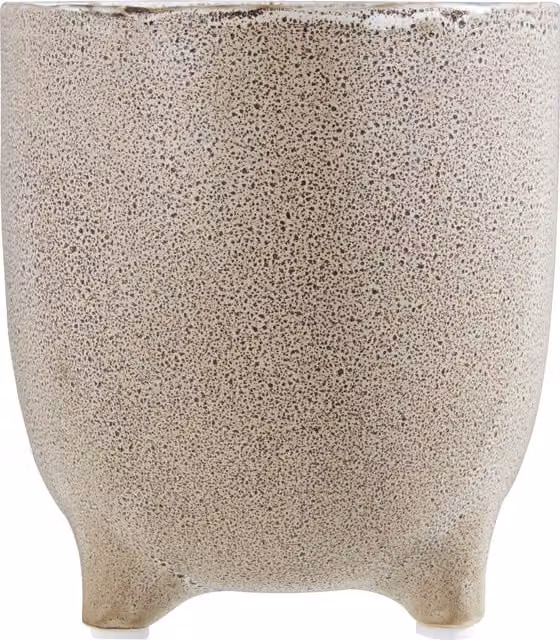 Orsina Small Beige Ceramic Stoneware Planter with Speckled Finish for Indoor or Outdoor Use – 1