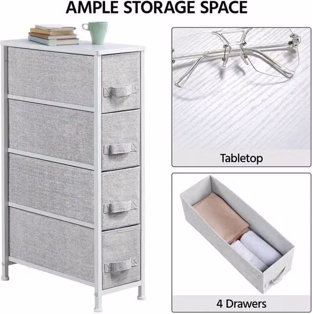 Kelvenix Vertical Slim Chest of Drawers in Grey