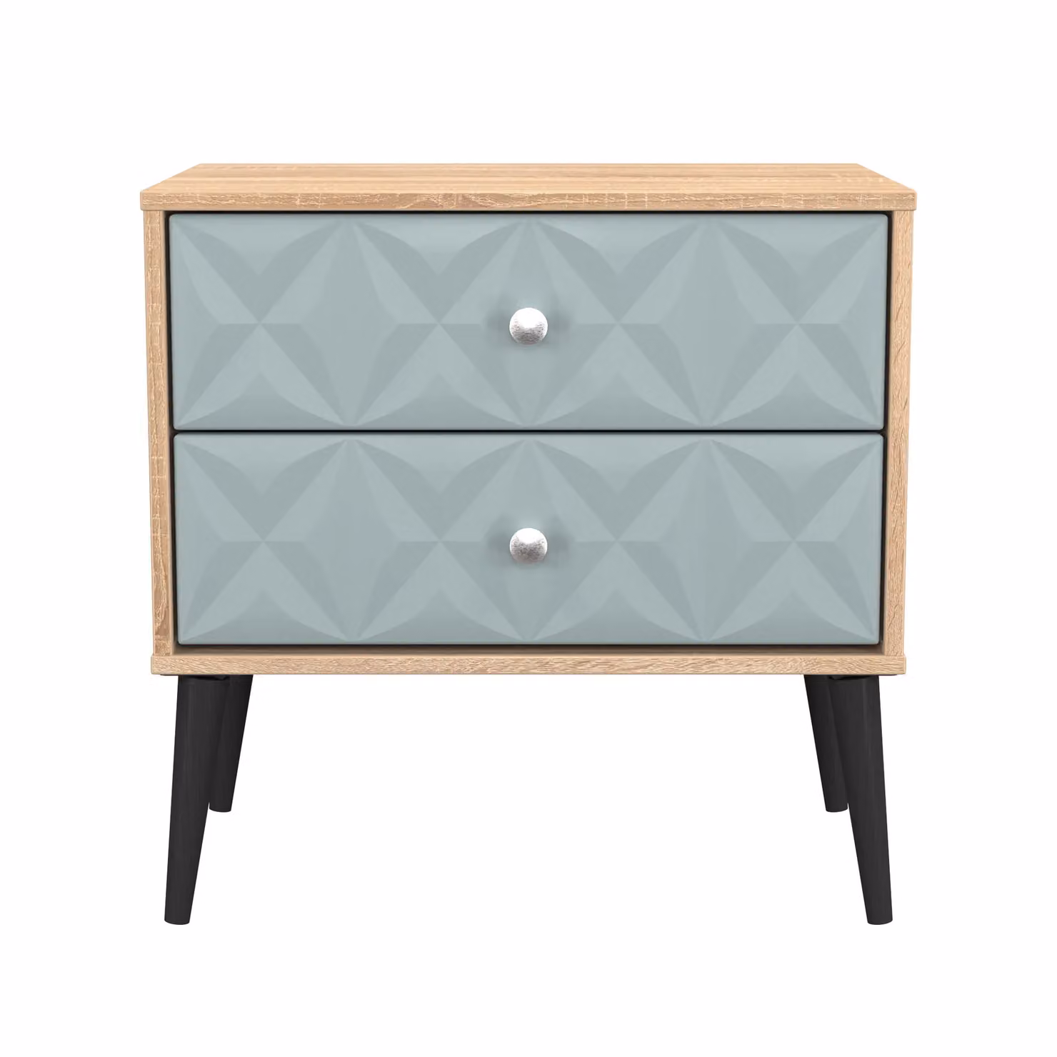 Ready Assembled 2 U Toledo 2 Drawer Side Table in Duck Egg Blue and Black – 2