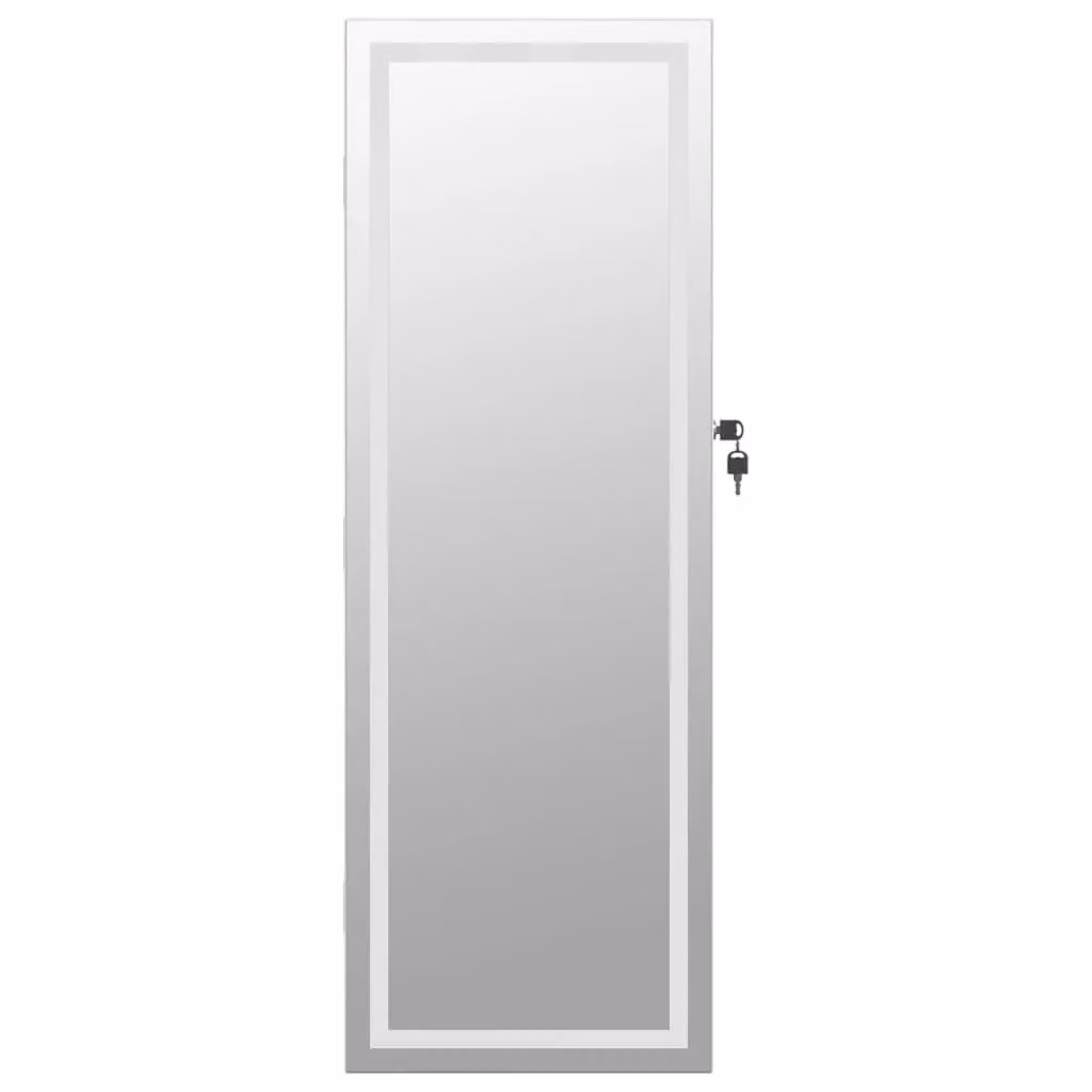 Berkfield Home Wall Mounted Mirror Jewellery Cabinet with LED Lights in White – 2