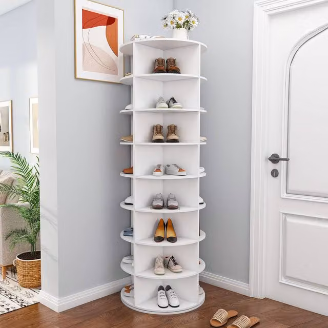 Rolipo 8-Tier Rotating Shoe Rack Tower in White – 1