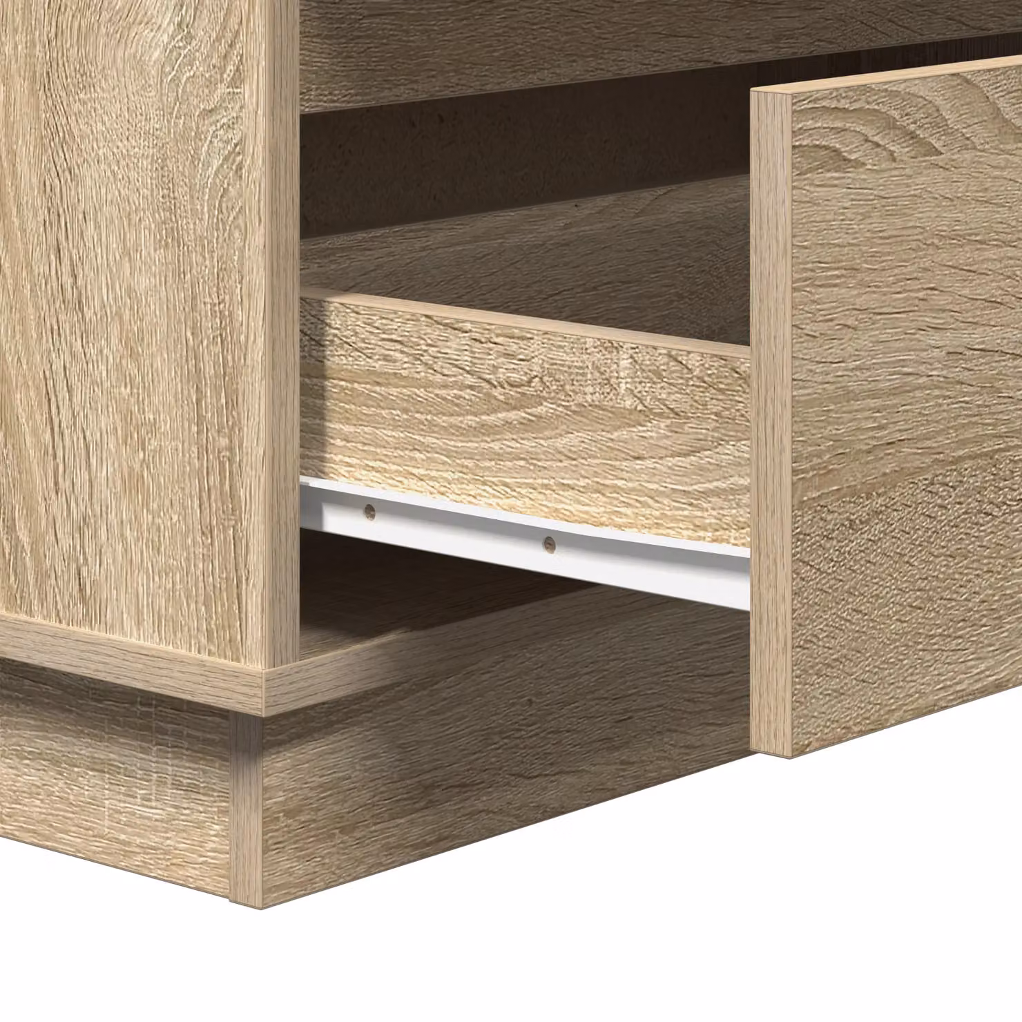 Berkfield Home Bedside Cabinet with Integrated LED Lighting in Sonoma Oak and Beige, W/D/H: 71 x 34.5 x 75 cm – 2