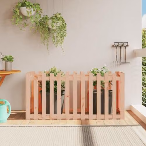vidaXL Brown Douglas Wood Garden Raised Bed with Fence Design W: 150 cm, D: 50 cm, H: 70 cm – 2