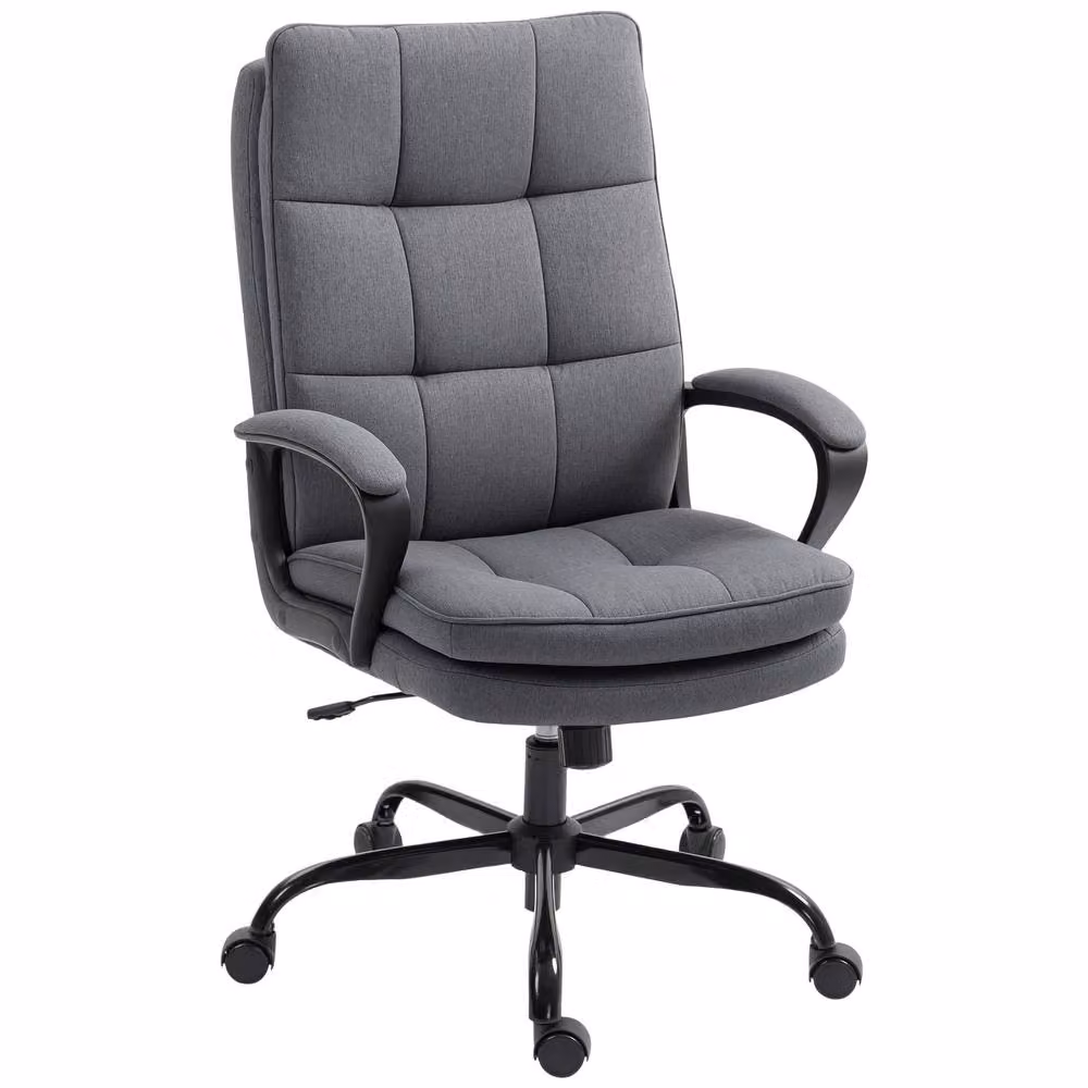 STILVORA Grey Fabric Task Chair with High Back and Armrests – 4