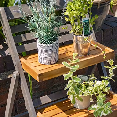 Rowlinson Alderley Small Wooden Plant Ladder Planter in Grey and Multicolour, W: 65 cm, D: 80.5 cm, H: 50 cm – 3