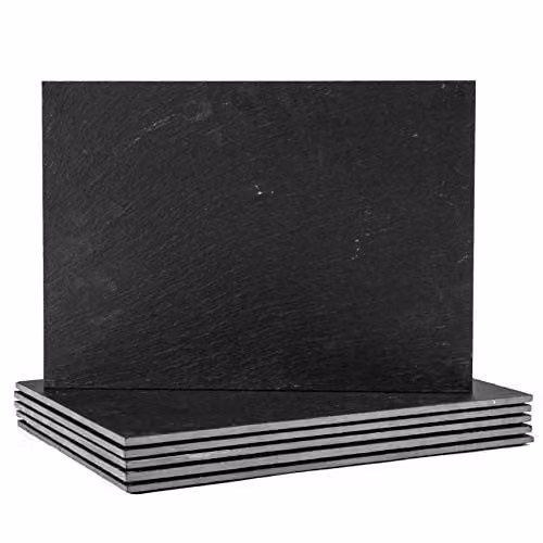 Argon Tableware Rectangular Black Slate Placemats, Pack of 6, W: 35 cm, D: 25 cm