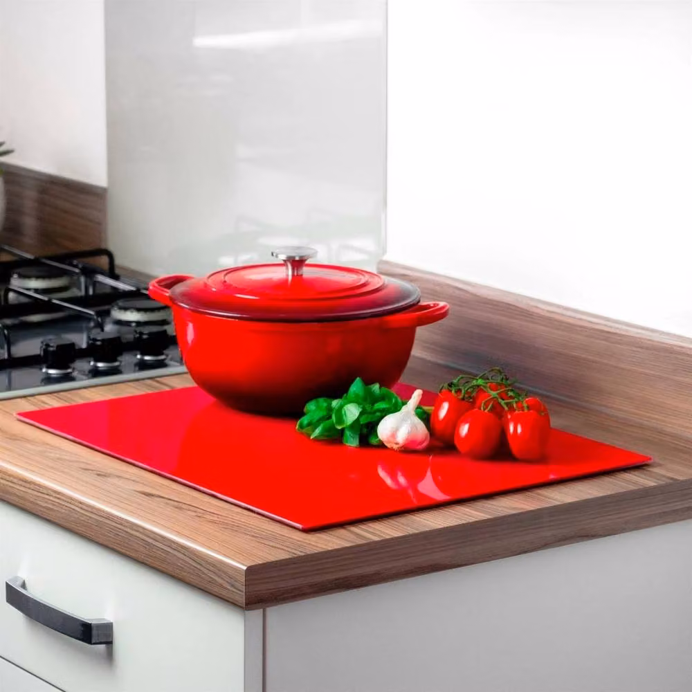 Havendro Red Glass Non-Slip Rectangular Kitchen Chopping Board and Worktop Saver W: 50 cm, D: 40 cm – 2