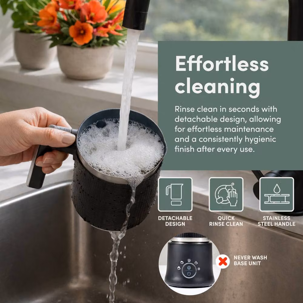 Keplin 5-in-1 Electric Automatic Milk Frother with Stainless Steel Jug, 350ml, Black – 4
