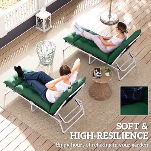 Outsunny Set of 2 Green Sun Lounger Cushions, W/D/H: 190 x 56 x 10 cm – 5