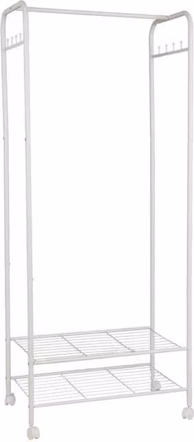 ERGOVEXA Metal Rolling Clothes Rail and Garment Storage Shelf in White