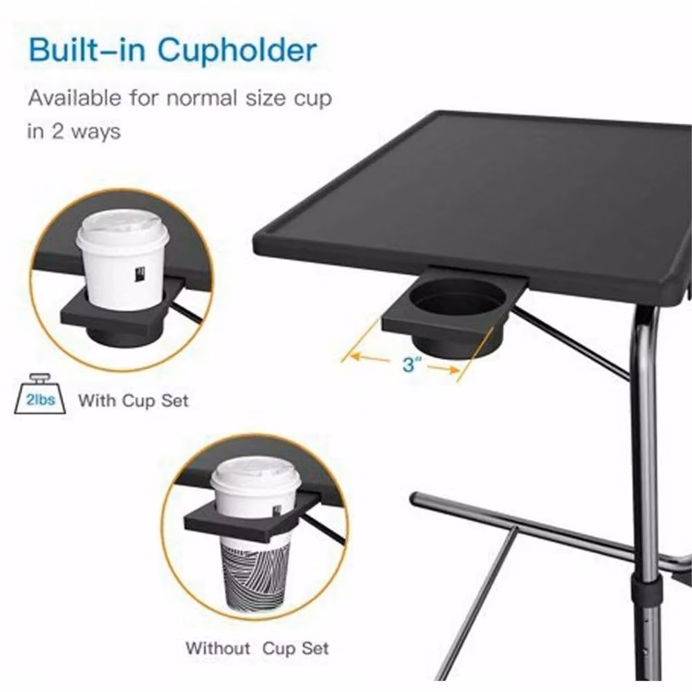 PAWNORA Table Buddy Folding Table with Cup Holder, Black – 3