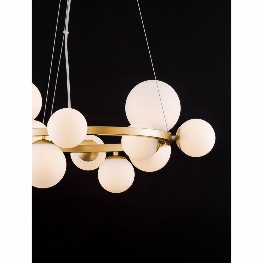 Nova Luce Sphere Pendant Ceiling Light in Gold/Brass and White with Glass Globes and G9 LED Compatibility – 2