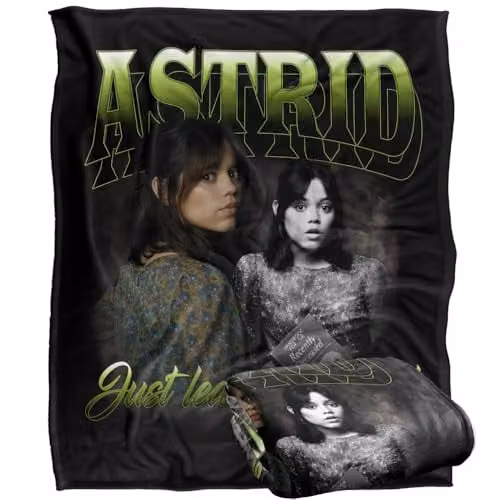 LOGOVISION Beetlejuice 2 Astrid Homage Super Soft Fleece Throw Blanket, Multicolour and White, W: 152 cm, D: 127 cm – 1