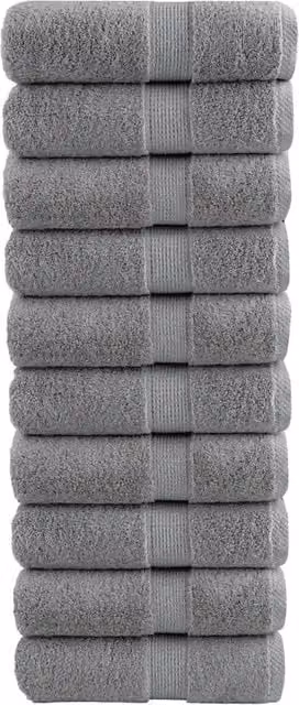 Berkfield Home SOLUND Premium Cotton Terry Soap Towels, Grey, 10 Pieces, W/D/H: 30 x 30 cm, 600gsm