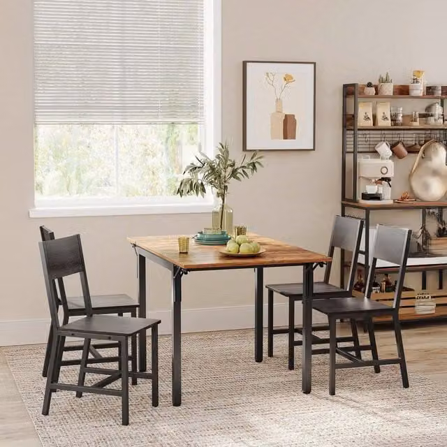 VASAGLE Set of 2 Industrial Dining Chairs in Black and Grey