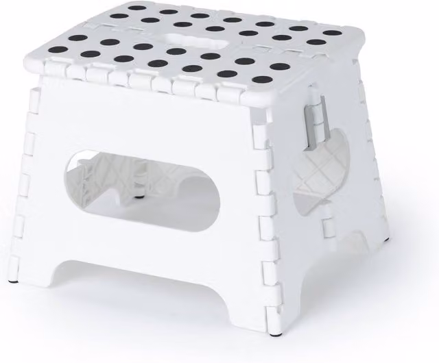 LIVIVO 9 Inch Folding Step Stool, White, 150kg Capacity – 1
