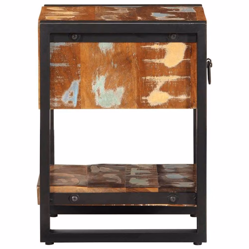 Berkfield Home Set of 2 Rustic Mango Wood and Metal Bedside Cabinets in Multicolour – 5