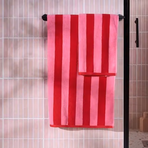 OHS Pink Striped 100% Cotton Terry Bath Towel, W: 70 cm, L: 115 cm – 2