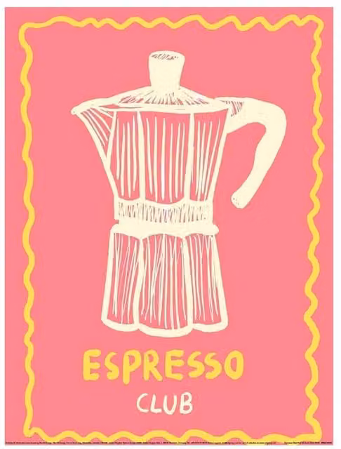 Studio Dolci Espresso Club Typography Paper Poster in Pink