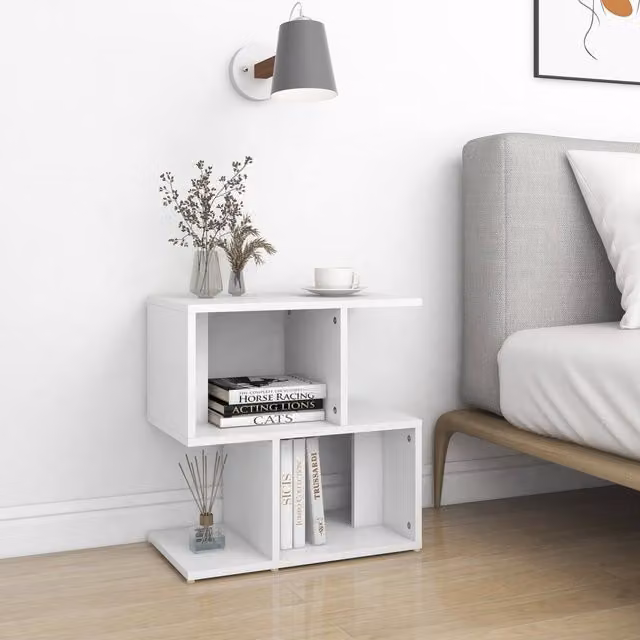 Berkfield Home White Bedside Cabinet in MDF, W: 50 cm, D: 30 cm, H: 51.5 cm