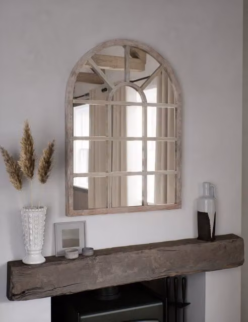 M&S Manhattan Vintage Wooden Arch Wall Mirror in White
