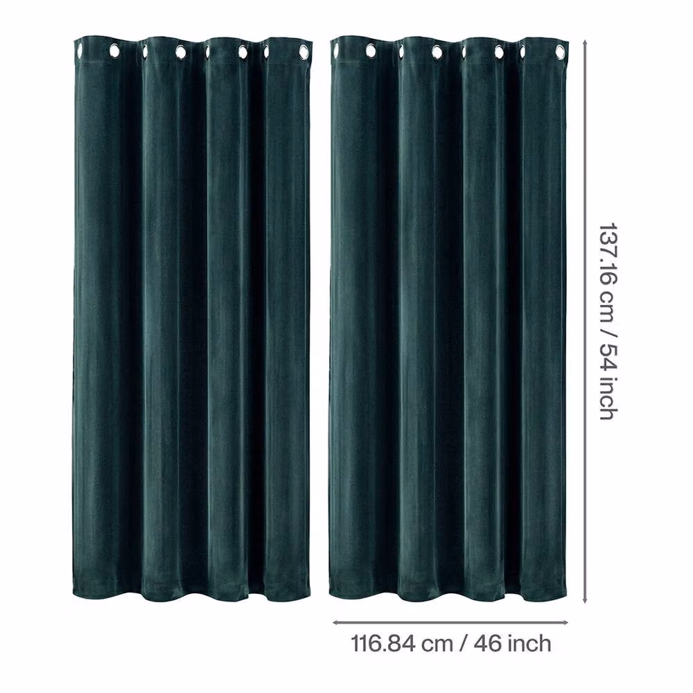 Marlow Velvet Blackout Thermal Insulated Eyelet Curtains in Green, Width: 117 cm, Drop: 137 cm – 3