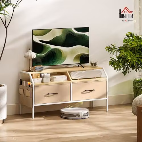 HOMCOM Industrial TV Stand Cabinet in Black, Brown and Beige, W: 90 cm, D: 35 cm – 2