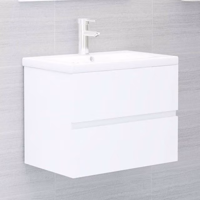 Berkfield Home White Sink Cabinet W: 60 cm, D: 38.5 cm, H: 45 cm