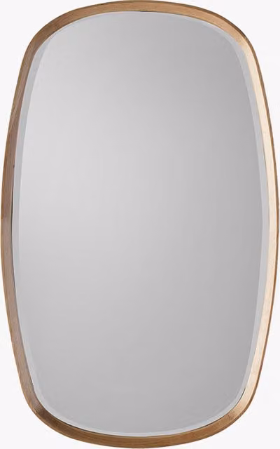 Perch & Parrow Garret Oak Oval Wall Mirror in Brown and Beige