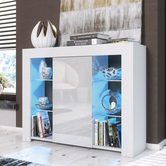 Creative Furniture Harbor Sideboard in White with Integrated Lighting, Width: 97 cm