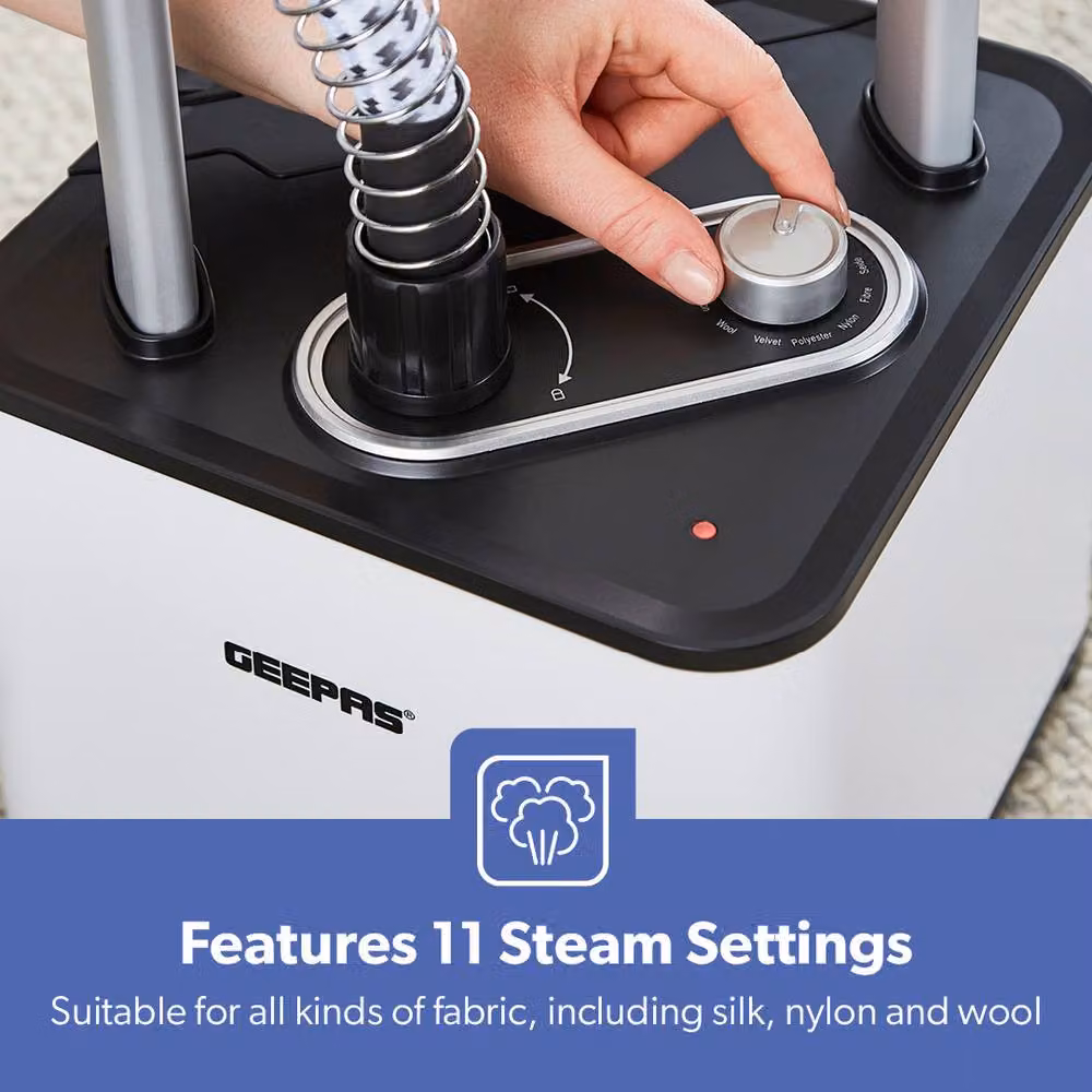 Geepas 2000W Upright Garment Steamer with 11 Steam Modes and 1.3L Water Tank in White – 4