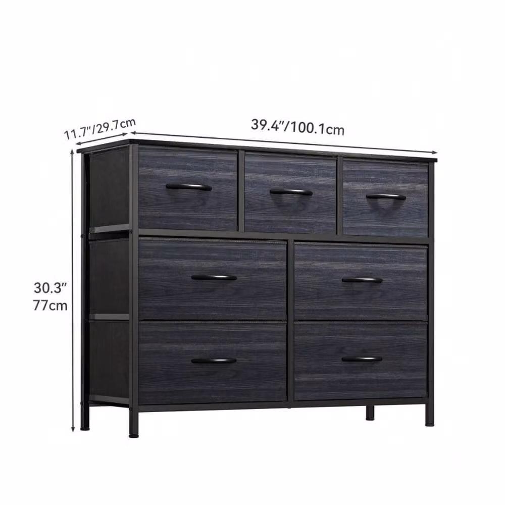 VOGREX Black 7 Drawer Fabric Storage Chest with Steel Frame – 4