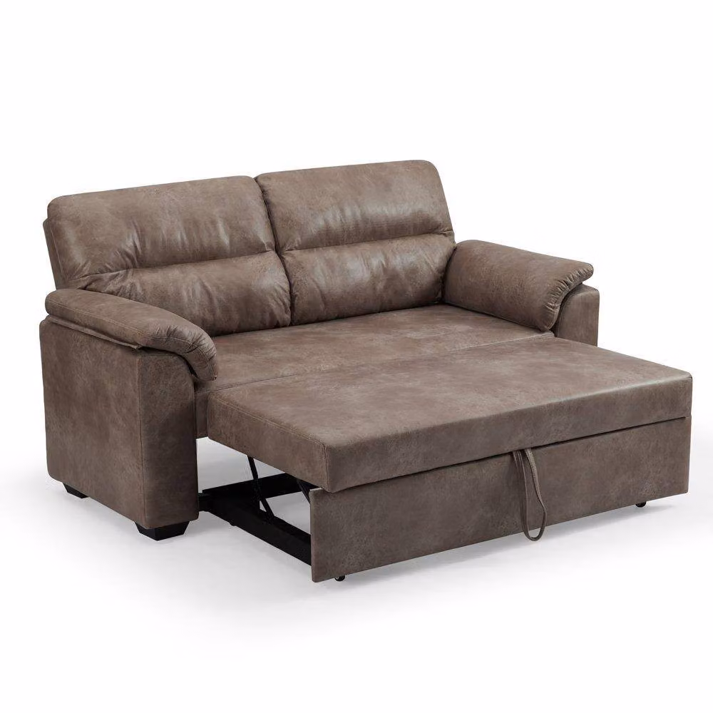 Home Detail Harley 2 Seater Faux Leather Pull Out Sofa Bed in Brown – 3