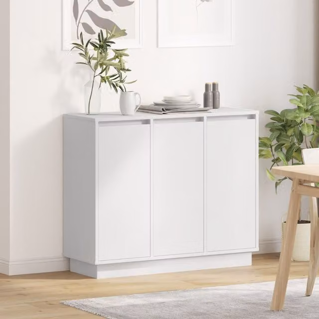 Berkfield Home Modern White Sideboard with Integrated LED Lighting, W/D/H: 90 x 32 x 75 cm