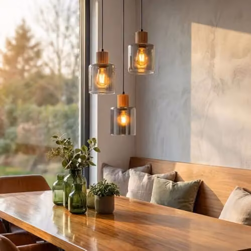 Globo Lighting Suspended Dining Room Pendant Light in Black and Brown with Smoke Glass Shades, 3x E27, Height Adjustable – 2