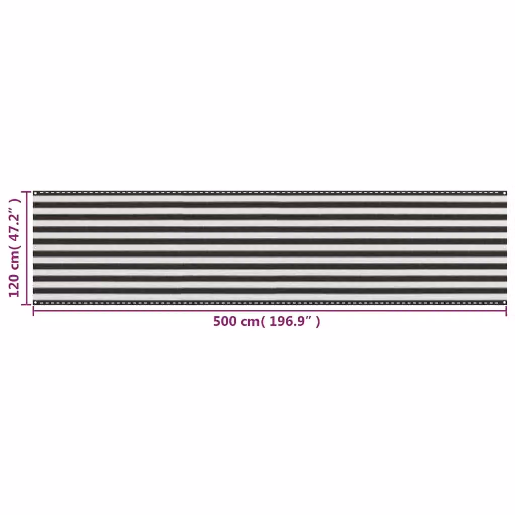 Berkfield Home HDPE Balcony Screen in Anthracite, White and Black, W/H: 500 x 120 cm – 4