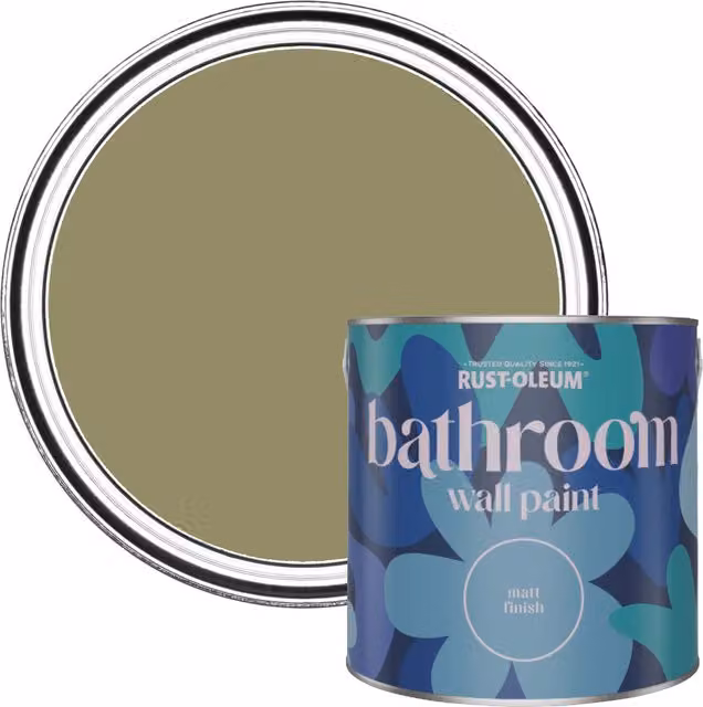 Rust-Oleum Matt Water-Based Bathroom Wall and Ceiling Paint, Green, 2.5 l – 3