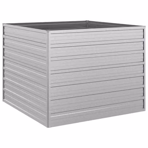 vidaXL Galvanised Steel Raised Bed in Silver, W/D/H: 100 x 100 x 77 cm