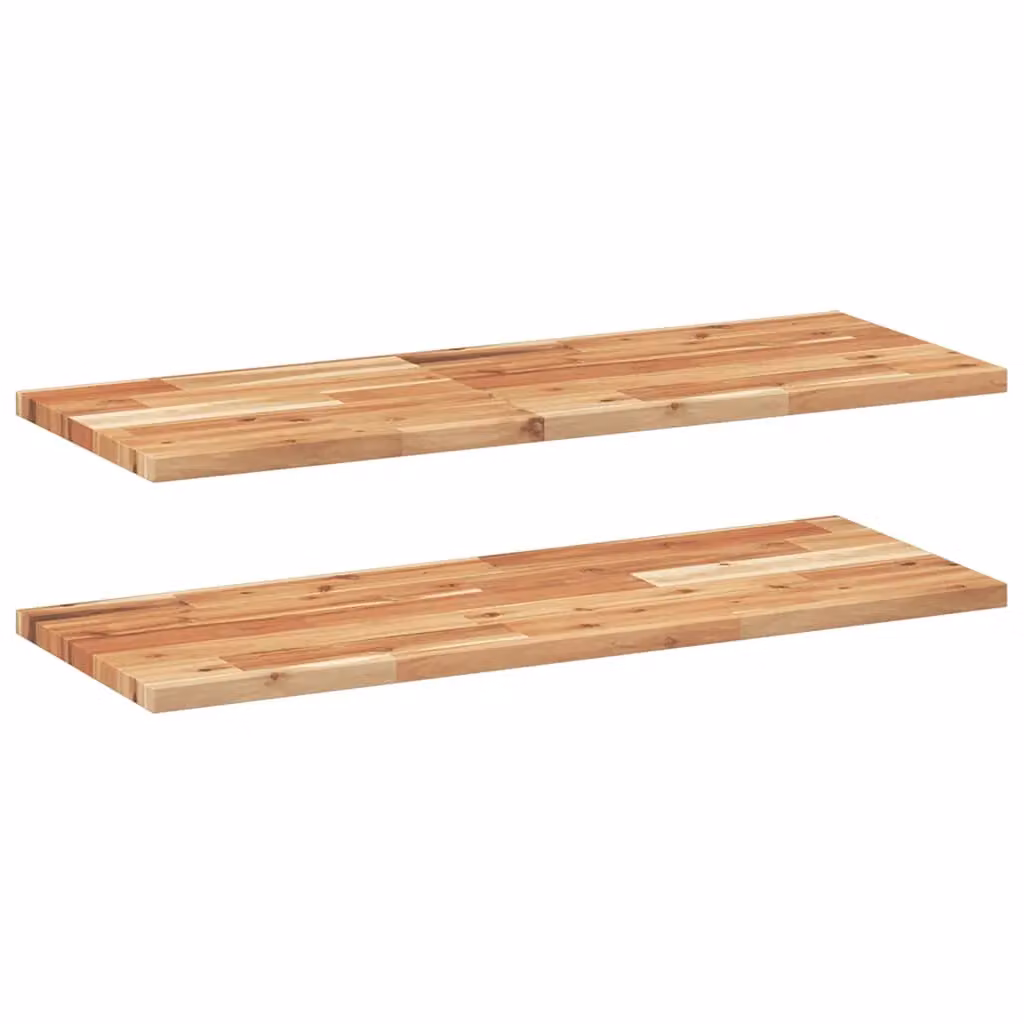 Berkfield Home Set of 2 Floating Shelves in Brown Oil Finished Solid Acacia Wood, W: 80 cm, D: 30 cm, H: 2 cm