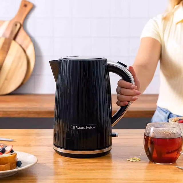 Russell Hobbs Electric Kettle with Textured Design and Limescale Filter, Black, 1.7 l