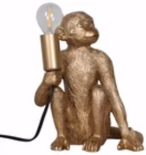 Havendro Gold Monkey Retro Metal Table Lamp for Bedroom and Living Room, H: 21.5 cm, W: 18.0 cm, D: 20.0 cm – 1
