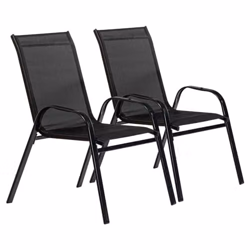 Harbour Housewares Texteline Canvas Garden Chair Set, 2 Piece, Black – 1