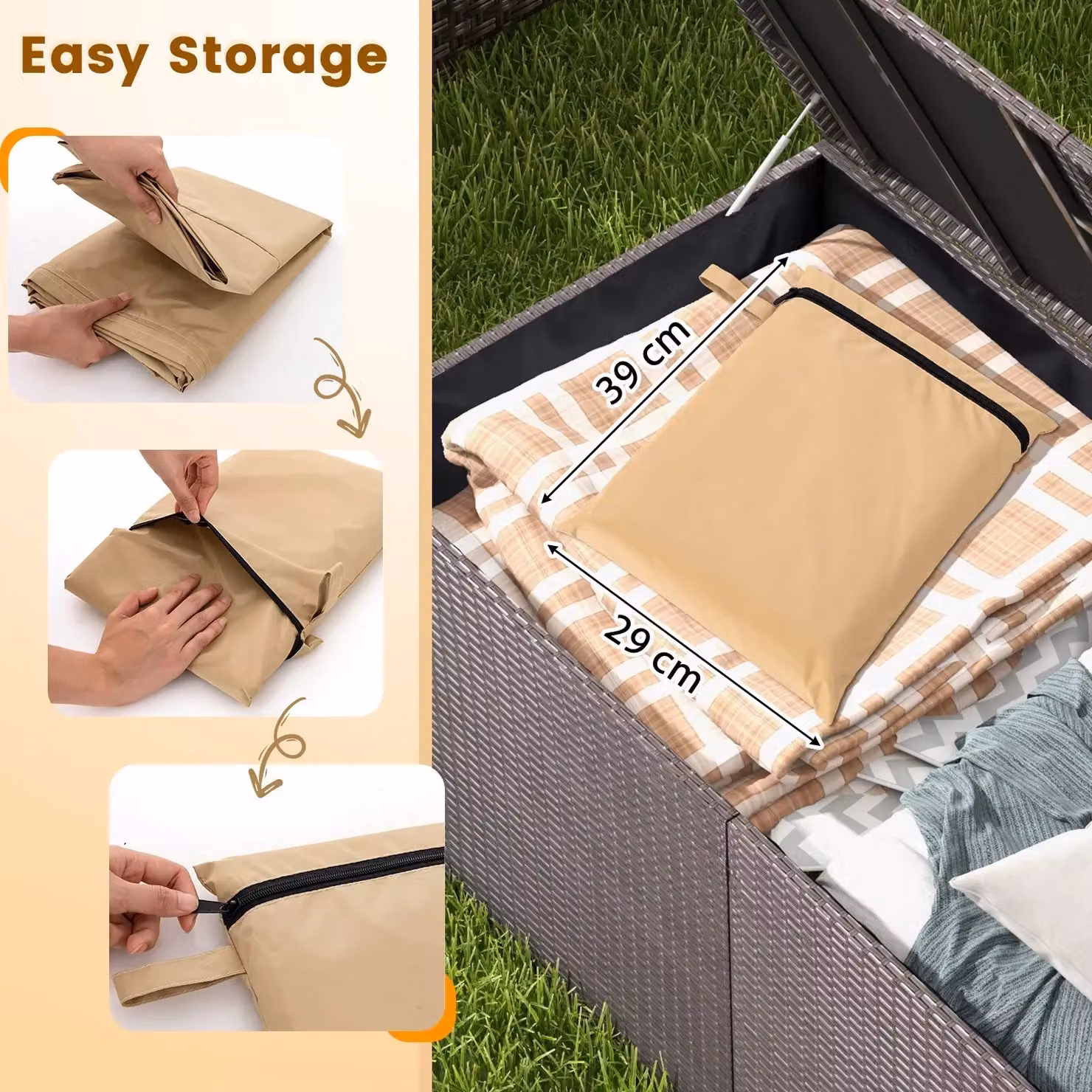 Costway Waterproof Patio Propane Heater Cover with Zipper in Beige and Silver – 3