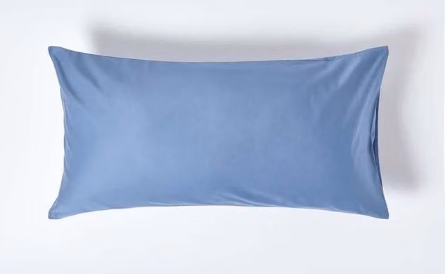 Homescapes Blue Egyptian Cotton King Size Housewife Pillowcase, 1000 Thread Count Mako Satin