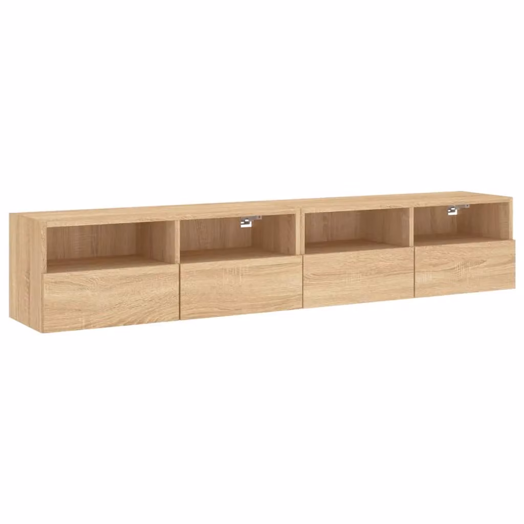 Berkfield Home Set of 2 Wall Mounted TV Cabinets in Sonoma Oak Brown, W: 80 cm, D: 30 cm, H: 30 cm – 2