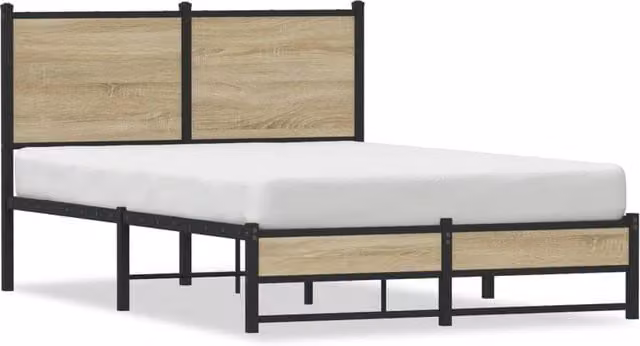 Berkfield Home Metal Bed Frame in Sonoma Oak, Small Double, W/D/H: 120 x 190 cm – 1