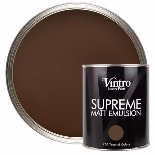 Vintro Luxury Matt Emulsion Multi Surface Paint in Ribwort Very Dark Brown, 1L – 1