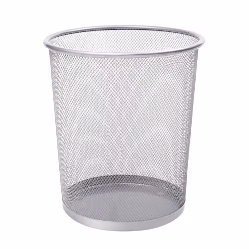 MantraRaj Silver Round Metal Mesh Waste Paper Bin