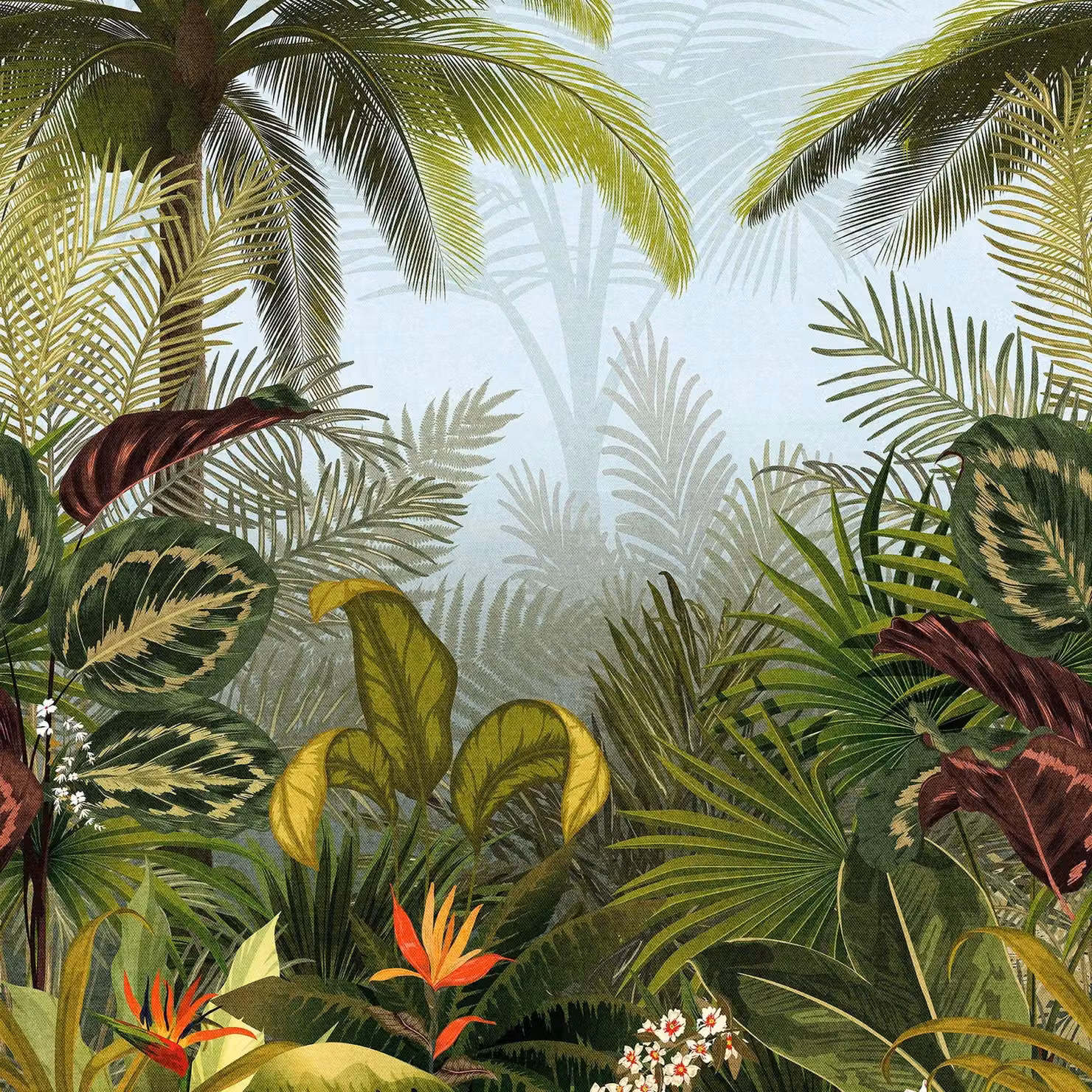 Grandeco Jungle Leaves Raffia Effect Repeatable Wallpaper Mural in Green, W: 159 cm, H: 280 cm – 4